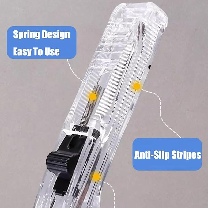 Portable Binder Clip Stapler, Includes 100 Reusable Clips, Handheld Paper Clam Clip Dispenser Large Size, Mini Push Stapler Clamp Staplers for Desktop Document Home School Desk Office(Black*2)