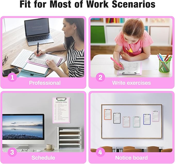 2 Pack Small Clipboards, A5 Plastic Mini Pink Clip Board for Classroom, Students, Kid, Size 6" x 9" with Low Profile Clip, Office & School Supply