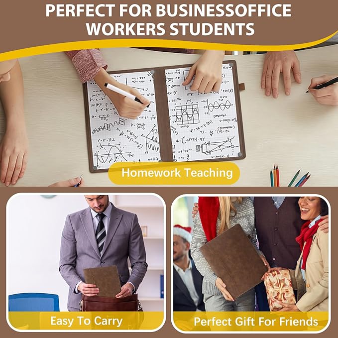 Feifeiya 6 Sides Dry Erase Notebook Portable Whiteboards Notebook 12"x9"(a4) Small Reusable Whiteboard Notepad Foldable Anti-ghosting Surface, Travel White Board for Office Study Meeting Planning