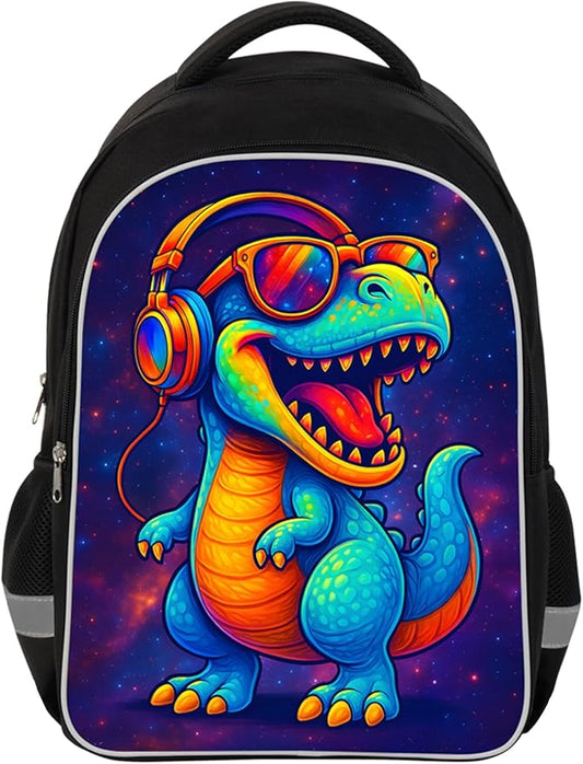 Kids Backpack Lightweight Durable Medium Teens Kids Backpack for School Boys and Girls Bookbag with Adjustable Shoulder Straps & Padded Back 17 Inch School bags with 3D Dinosaur Reflective Cartoon