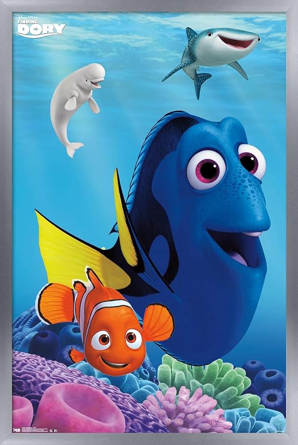 Trends International Disney Pixar Finding Dory - Dory Wall Poster, 14.725" x 22.375", Silver Framed Version