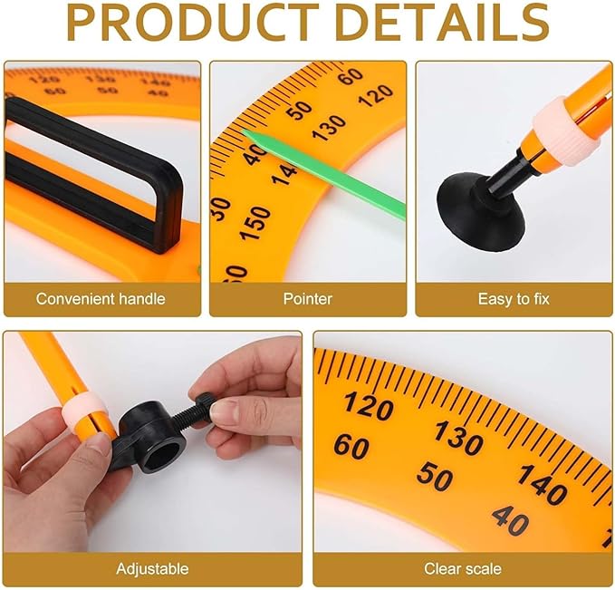 5PCS Magnetic Geometry Set, 60°45°Triangle Ruler Protractor Compass Set with Non Slip Handle, Large Geometry Ruler Drawing Tools for Teachers on Whiteboard Math Classroom