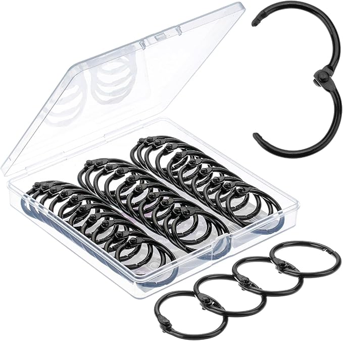 Mr. Pen- Loose Leaf Binder Rings, 40 Pack, Black, 1 Inch, Metal, Small