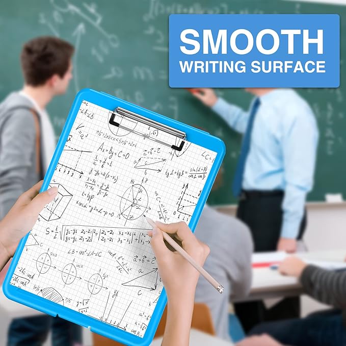 Sooez Clipboard with Storage, Plastic Storage Clipboards with Low Profile Clip, Nursing Clip Boards Foldable, Hanging Clipboard Case for Work, Teacher, Classroom Must Haves, Office School Supplies