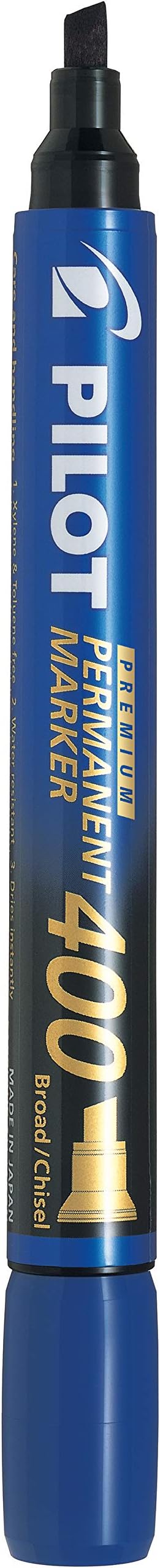 PILOT Premium 400 Permanent Markers, Broad Point Chisel Tip, Blue Ink, Box of 12 (SA4-BLU)
