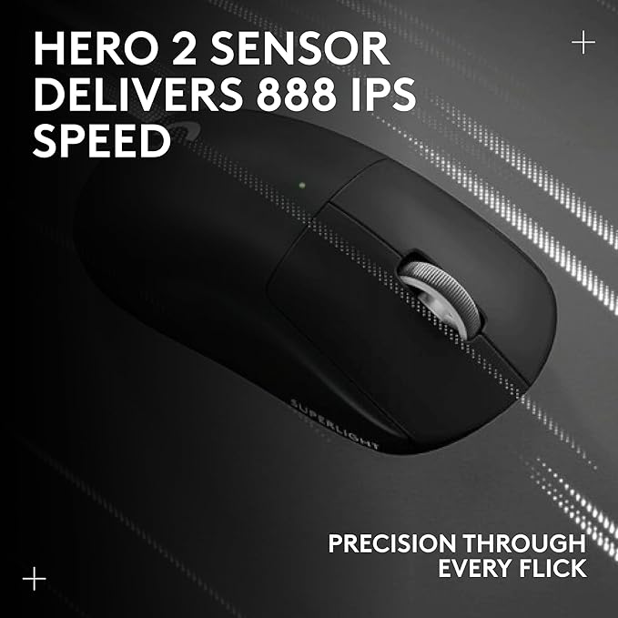 Logitech G PRO X Superlight 2 Wireless Gaming Mouse, 60g Pro-Grade with 5 Programmable Buttons, 44k DPI Sensor, 8kHz Report Rate, USB-C Charging for PC/Mac - Black