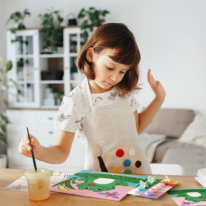 Arteza Kids Paint by Numbers Kit, 10" x 10", Pre-Printed Fairytale Canvas Painting Kit with 2 Canvases, 24 Acrylic Paint Pots, 3 Paintbrushes, Art Supplies for Developing Hand-Eye Coordination, Frog