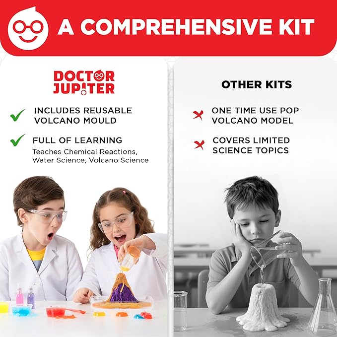 Doctor Jupiter Explosive Science Kit, Chemistry Set for Kids Ages 8-10-12-14 | Birthday Gift Ideas for Boys & Girls 8,9,10+ Years Old | STEM Toy with 10 Experiments | Learning & Educational Projects