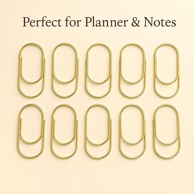 50 Pcs Jumbo Gold Paper Clips 2 inch – Planner Paper Clips, Gifts for Planner Lovers