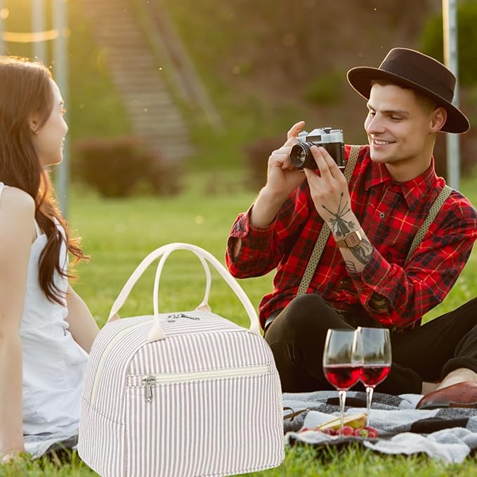LEDAOU Lunch Box for Women Insulated Lunch Bag Corduroy Lunch Tote Bags Leakproof Cooler Lunch Case for Travel Work Picnic
