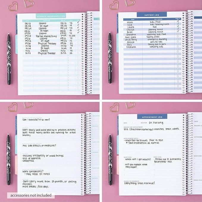 Erin Condren 7" x 9" Spiral Coiled Notebook - I Am Strong Medical Treatment Planner - Prompted Notebook - Features Tabbed Sections, Surgery Prep, Questions for Doctors, 160 Pages, 80 Sheets