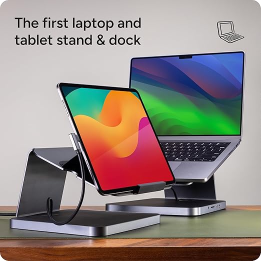 ZAGG Pro Dock – 9-Port Laptop Stand and Docking Station with Satellite Hub, Integrated USB-C Cable, 150W Power Supply, and SD Card Reader – Compatible with Most Laptops and Tablets
