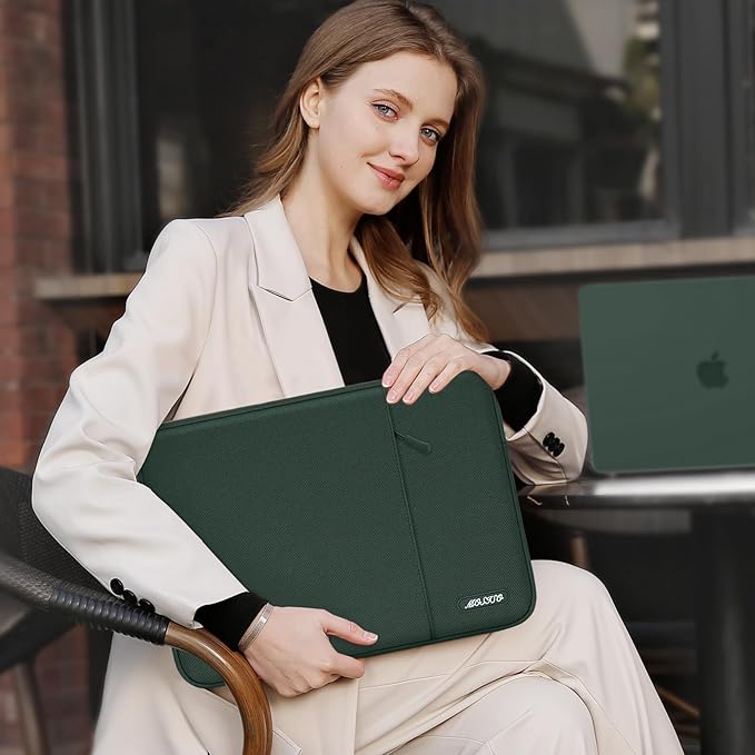 MOSISO Laptop Case 15 inch, 15 inch Laptop Sleeve Compatible with MacBook Air 15 M4 A3241 M3 A3114 M2 A2941 2025 2024 2023,Dell XPS 15,Polyester Vertical Computer Sleeve Bag with Pocket,Midnight Green