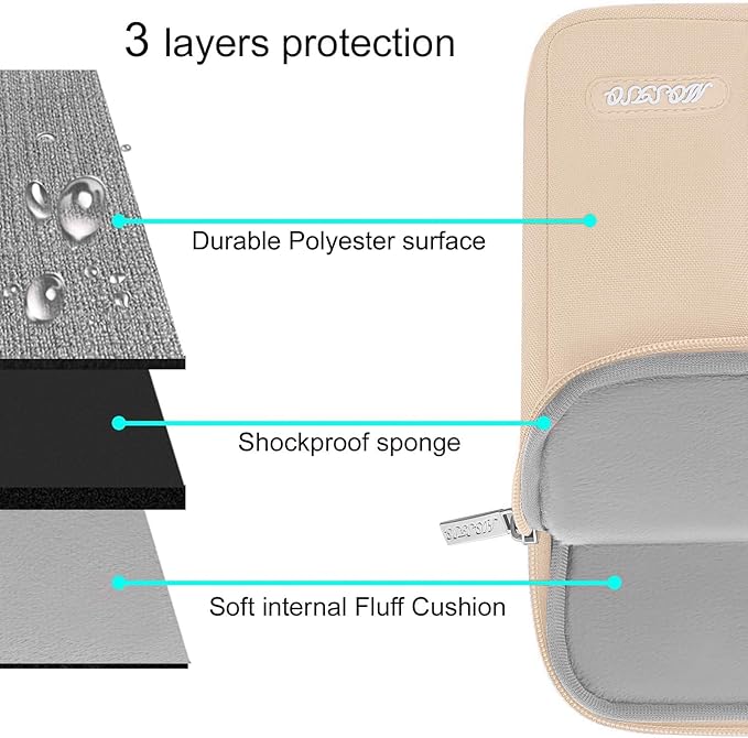 MOSISO Laptop Case 14 inch, 14 inch Laptop Sleeve Compatible with HP Lenovo Dell ASUS Acer, HP Stream, Dell Latitude, Lenovo IdeaPad, Polyester Vertical Computer Sleeve Bag with Pocket, Apricot