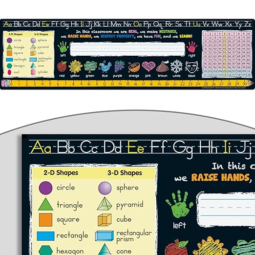 Really Good Stuff Chalkboard Style Grades K-2 Self-Adhesive Vinyl Desktop Helpers - Set of 24 | Student Desk Name Tags | Pre-Cut, Durable, and Versatile