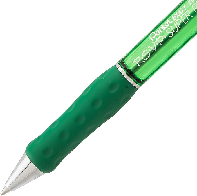 Pentel RSVP Super RT Ballpoint Pen, (0.7mm) Fine Line, Assorted Ink, Pack of 4 (BX477BP4M1)