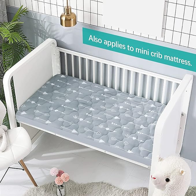 Pack and Play Mattress Protector Sheets Fitted Waterproof Pack and Play Mattress Pad Cover, Compatible with Graco Pack n Play & Dream On Me & Pamo Babe, Playpen/Playard Sheet, Gray Arrow, 39" x 27"