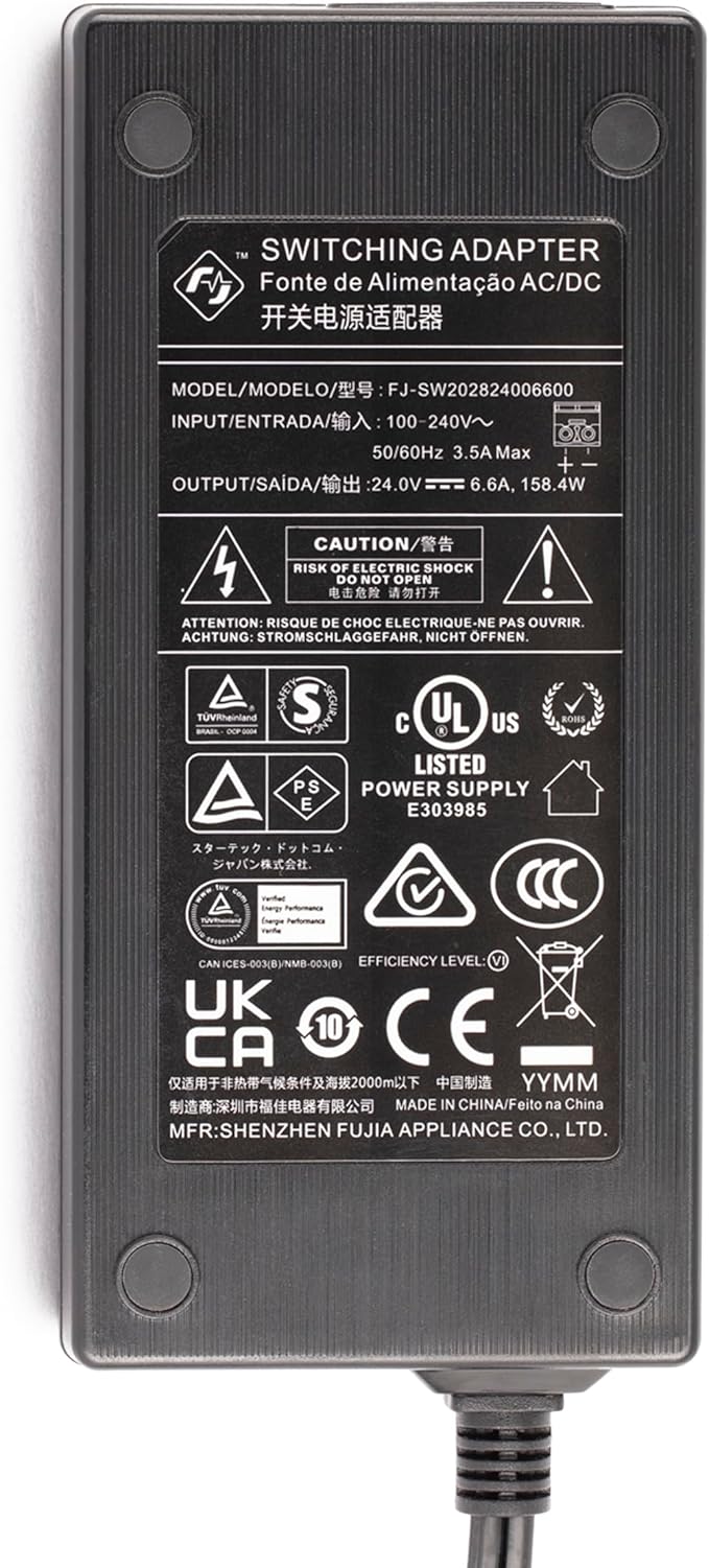 StarTech.com 160W Universal DC Power Adapter (24V/6.6A), 4ft(1.2m) 2-Wire Cord, 2/3-Pin Terminal Blocks, 100-240V AC/DC External Power Supply for Industrial USB Hubs, NA/UK/EU/ANZ (160W-POWER-ADAPTER)