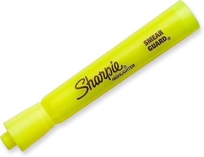 Sharpie Tank Style Highlighters, Chisel Tip, Fluorescent Yellow, 24 Count