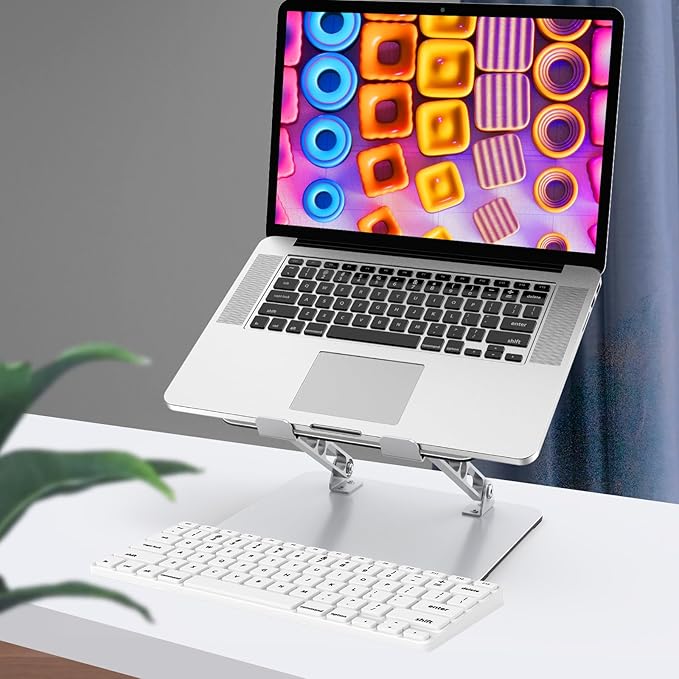 Laptop Stand for Desk, Adjustable Laptop Riser, Metal Foldable Computer Stand Holder Portable Notebook Mount, Ventilated Cooling Printer Stand Compatible with 10-15.6” Laptops
