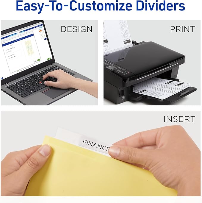 Avery Insertable Dividers for 3 Ring Binder, 5-Tab Set, Clear Big Tabs, Buff Paper with Gold-Reinforced, 1 Set, Great for Organizing Projects, Reports, Finances, and More (11110)