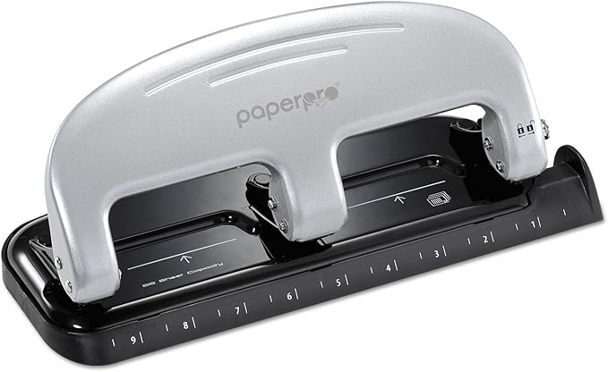 Bostitch Office EZ Squeeze 3-Hole Punch, 20 Sheet Capacity, Reduced Effort, No Jam Technology, Silver