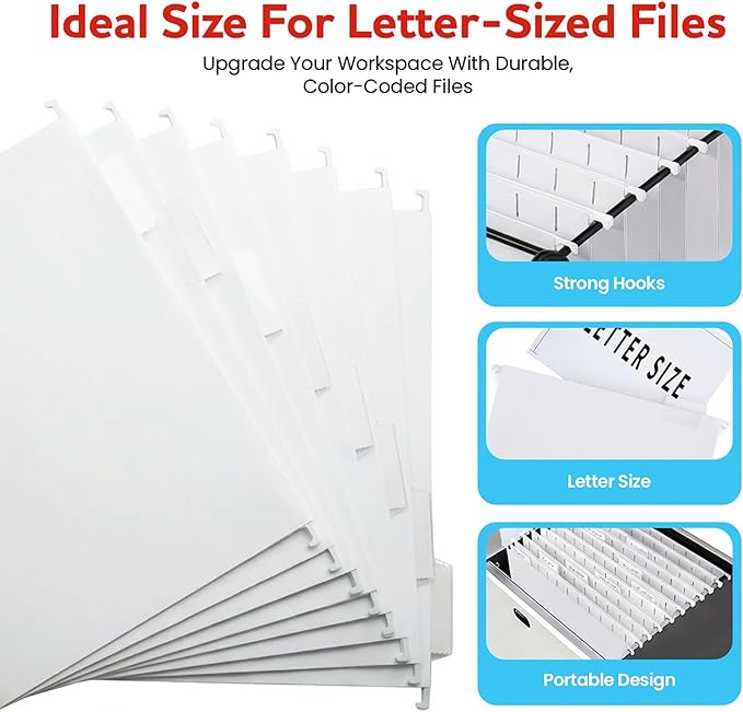 White Hanging File Folders – 8 Pack, Letter Size File Organization Folders for Home, Office, School & Filing Cabinets