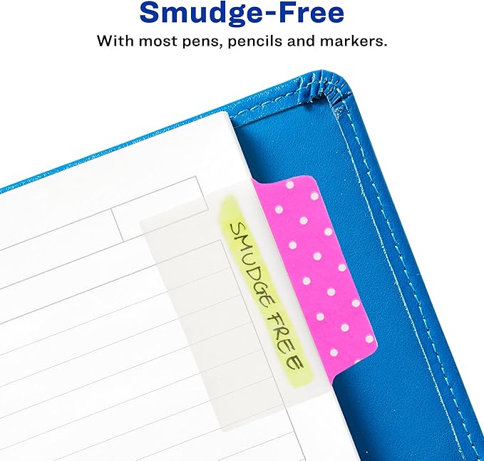 Avery Multiuse Ultra Tabs, 2" x 1.5", 2-Side Writable, Assorted Pastel Dots, 24 Repositionable Tabs (74773) (Pack of 2)