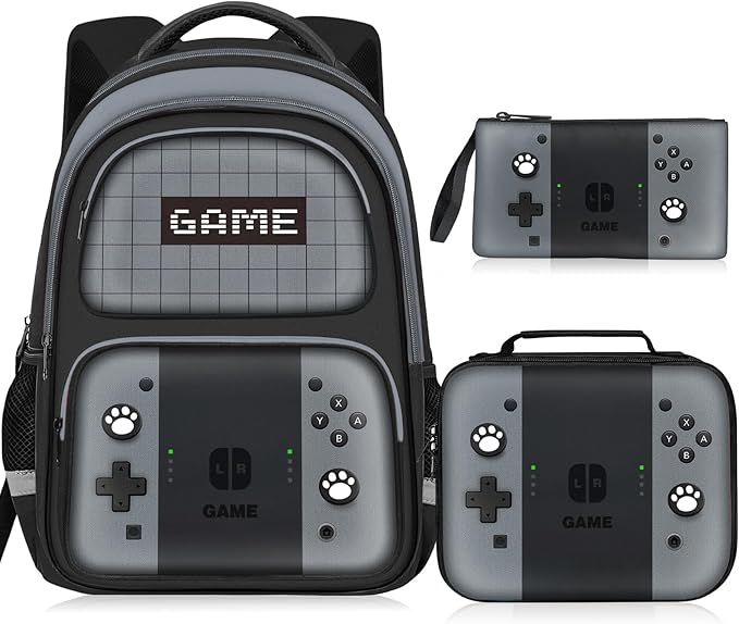 Kids Backpack For Boys，Gamer Boys Backpack For Children Teens Elementary Middle School, 17″ Students Bookbag