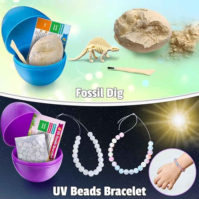 UNGLINGA 8 Experiments Eggs Easter Basket Stuffer Science Kit for Kids Boys Girls Toys Gifts Idea, Science Filler Easter Party Favor Educational S.T.E.M Activities Surprise Eggs