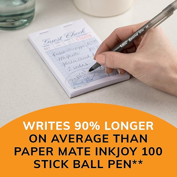 BIC Round Stic Xtra Life Black Ballpoint Pens, Medium Point (1.0mm), 500-Count Pack of Bulk Pens, Flexible Round Barrel for Comfortable Writing, No. 1 Selling Ballpoint Pens