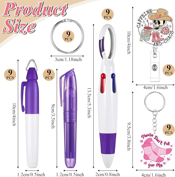 Henoyso 54 Pcs Nurse Badge Reel Pens Mini Highlighter Pens Bulk Nursing Week Appreciation Gifts Badge Accessories Retractable for Cna Medical Assistant Christmas Women (Funny)