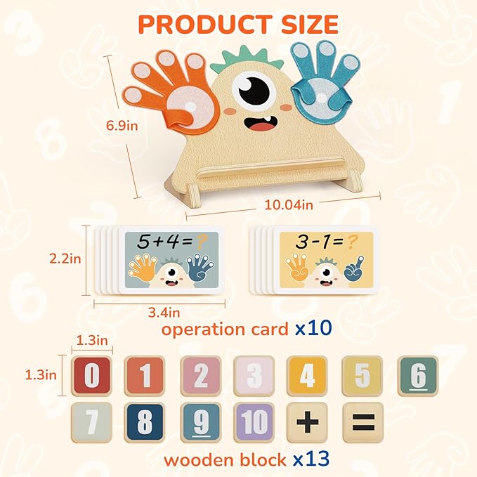 Montessori Toys for 3 4 5 Year Old, Preschool Learning Toys for Toddlers, Finger Math Number Counting Blocks for Kids, Educational Math Manipulatives for Boys Girls Birthday Gifts