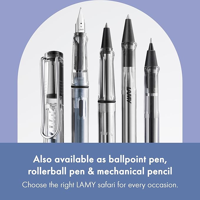 LAMY safari vista - Fountain Pen with ergonomic grip & polished steel nib in size B - ideal for any Writing & Calligraphy - including LAMY T 10 blue cartridge - Right-Handed