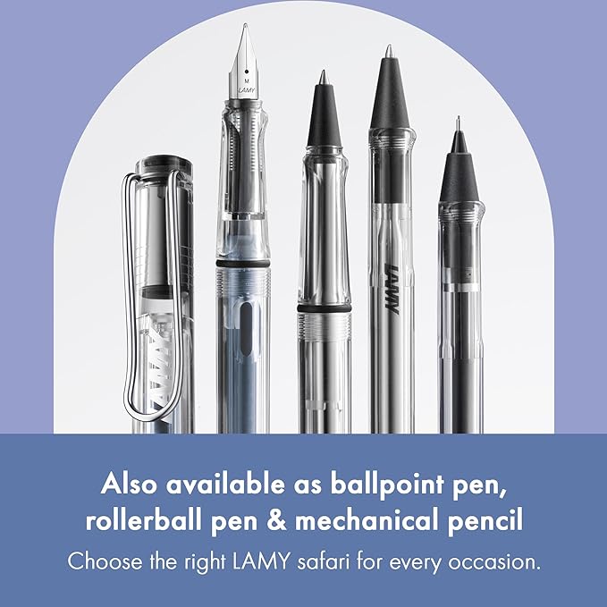 LAMY safari vista - Fountain Pen with ergonomic grip & polished steel nib in size EF - ideal for any Writing & Calligraphy - including LAMY T 10 blue cartridge - Right-Handed