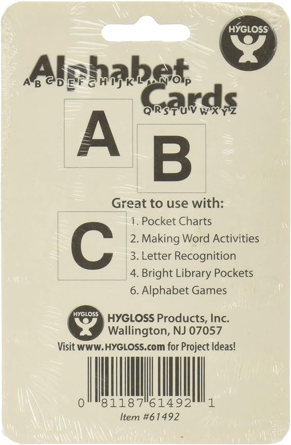 Hygloss 30-Pk Alphabet Flashcards – Uppercase Letters 3" x 3" White Cards – Literacy Learning Card Kit