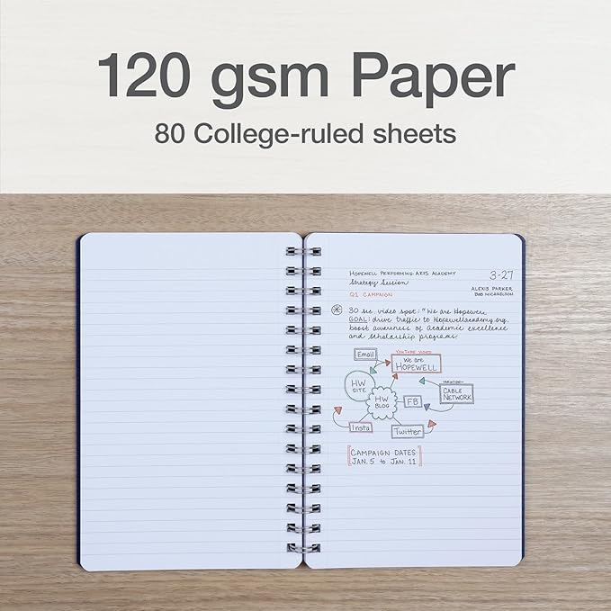 Oxford Poly Spiral Notebooks, Small 5.7" x 8.5" Book, Thick Poly Cover, White Paper, College Rule, 80 Sheets/160 Pages, Jewel Tones, (69720) Pack of 24