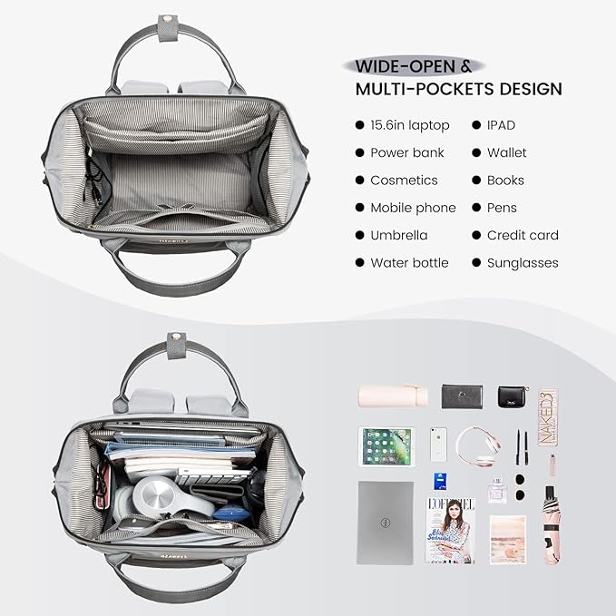 LOVEVOOK Laptop Backpack for Women,15.6 Inch Work Teacher Nurse Bag,Business Computer Backpack Purse with USB Port,Stylish Casual Daypack for Travel