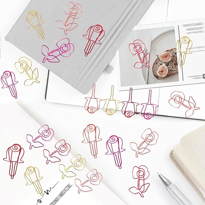 80 Pcs Cute Flower Paper Clips Set, Floral Paper Clips for Office Supplies Organization (Flower Shape 2)