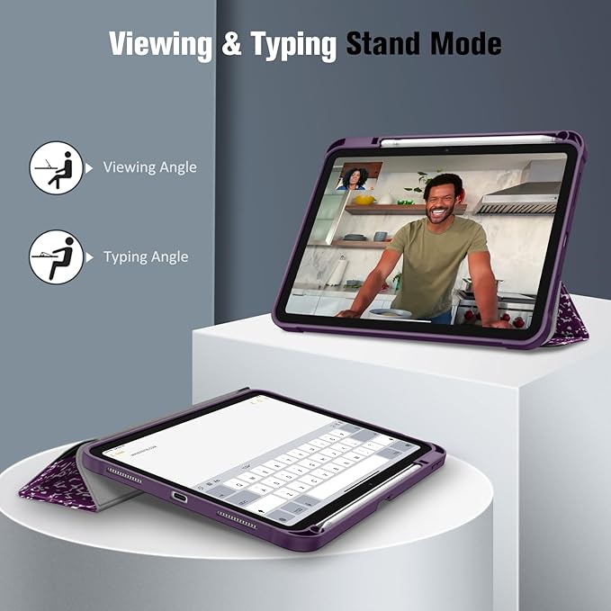 Fintie SlimShell Case for iPad (A16) 11th Generation 11 Inch (2025), iPad 10th Generation 10.9 Inch (2022) - Flexible Soft TPU Stand Back Cover with Pencil Holder, Composition Book Purple