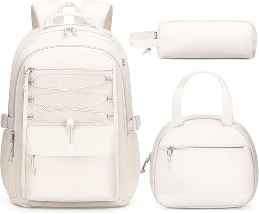Fimibuke Kids Backpack for Girls, 3 PCS Waterproof Girls Backpack with Lunch Box & Pencil Case, Lightweight Bookbag Set for Kids Teen Girl Travel School Bag for Elementary Middle High School Students