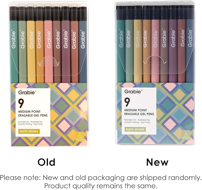 Grabie Erasable Gel Pens, 9 Colors Erasable Pens Multicolor, Make Mistakes Disappear, 0.7mm Medium Point Rollerball Tip Colored Pens for Drawing Writing Planner, Smooth Writing(Rustic Reverie)