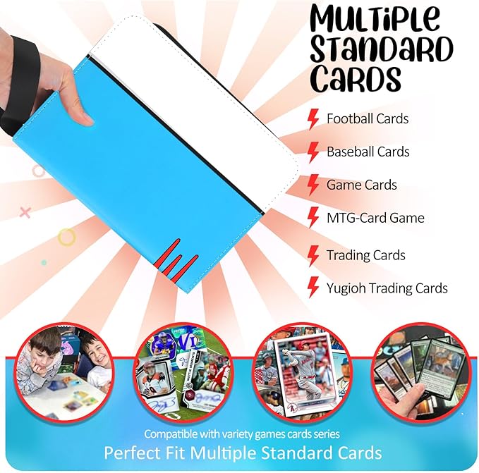 Card Binder 4 Pocket, Collectible Trading Card Albums Fits 400 Cards with 50 Removable Sleeves, Portable Trading Card Binder Collection Album Holder, Game Card Case book With Zipper for Gifts, Blue