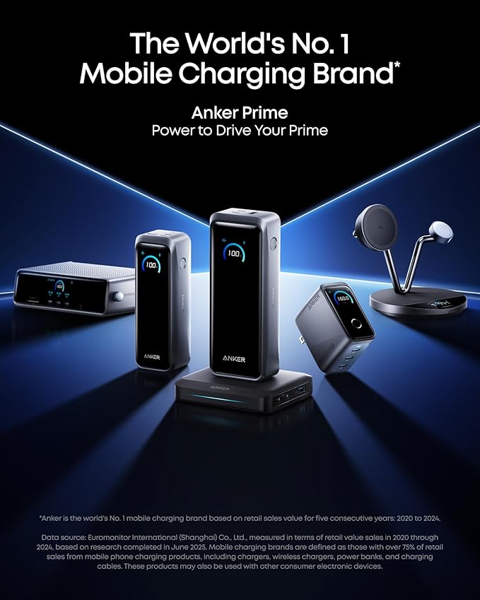 Anker Charging Base, 150W Max Charging for 4 Devices, Works with Prime Power Banks with Pogo Pin, for MacBook Pro/Air, Dell, iPhone 17/16 Series, Samsung, and More (Power Bank Not Included)