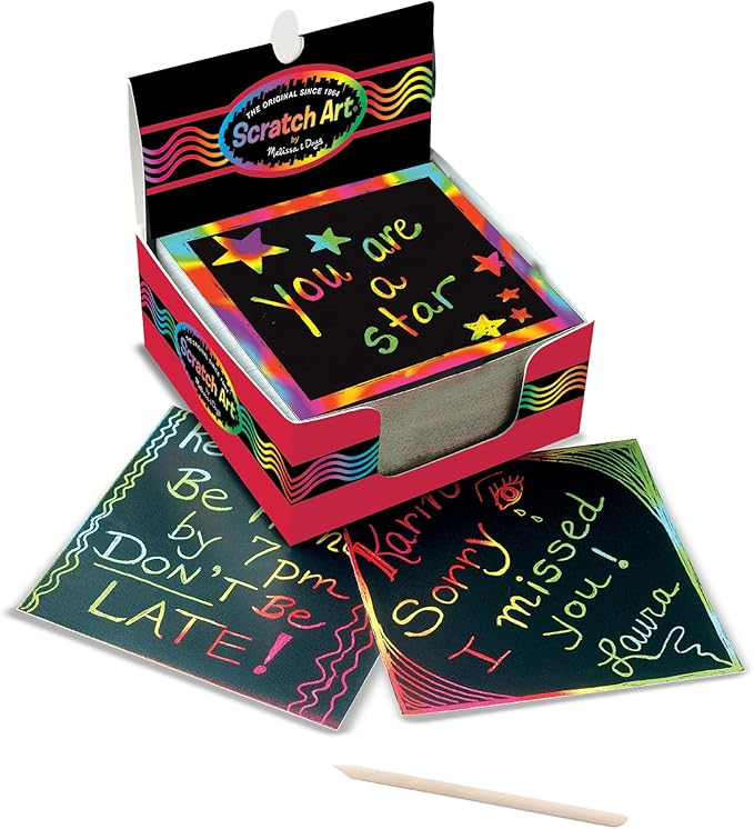 Melissa & Doug Scratch Art Rainbow Mini Notes (125) with Wooden Stylus - FSC Certified