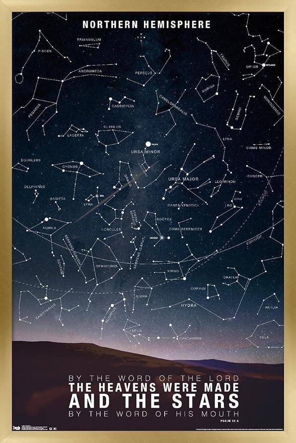 The Stars Wall Poster, 34L" x 22.4W", Gold Framed Version