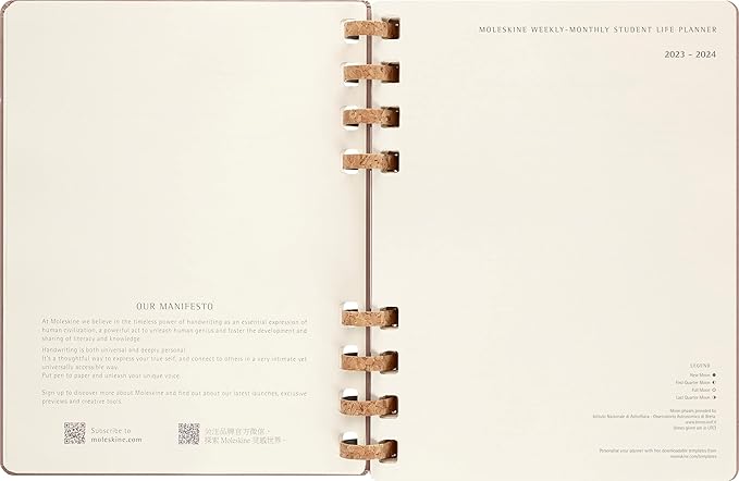 Moleskine 2024 Spiral Academic Planner, 12M, Extra Large, Crush Almond, Hard Cover (7.5 x 10)