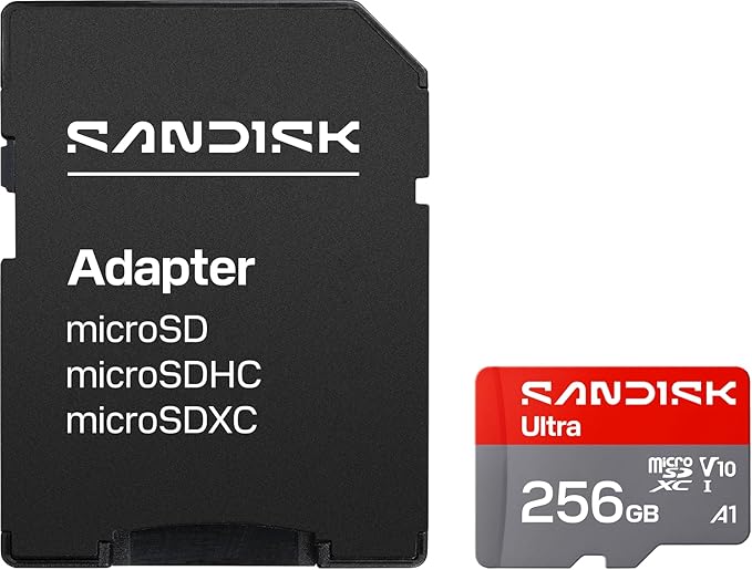 SANDISK 256GB Ultra microSD UHS-I Card - Up to 195MB/s Read Speed, Full HD Video, V10, U1, C10, A4 - SDSQUJQ-256G-GZ6MA