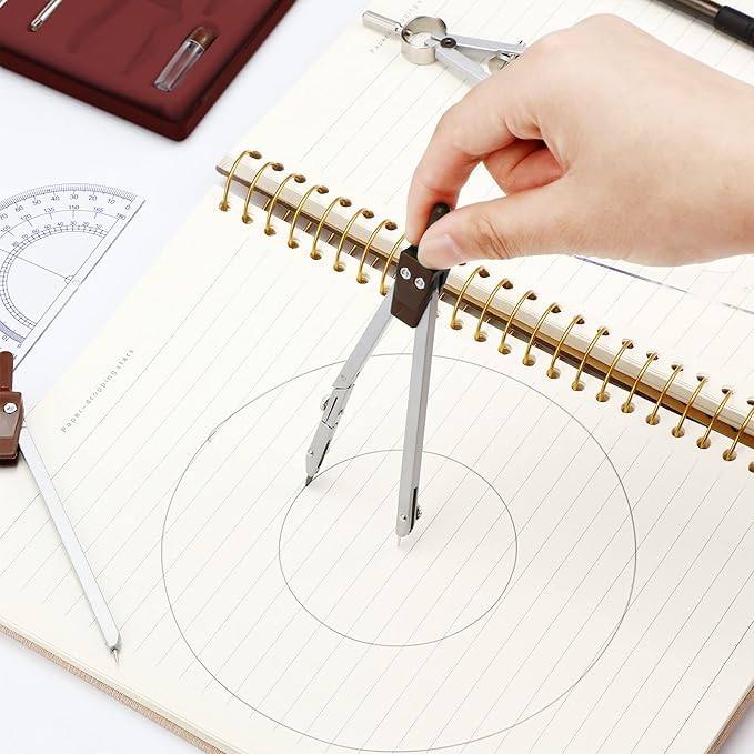 Outus 13 Pcs Geometry Set for Students Math Protractor Compass with Rulers Mechanical Pencil Lead Refills Storage Box of Protractors Kit for School Class Student Drafting Drawing