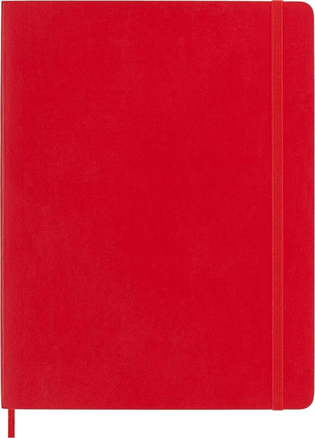 Moleskine Classic Notebook, Soft Cover, XL (7.5" x 9.5") Ruled/Lined, Scarlet Red, 192 Pages